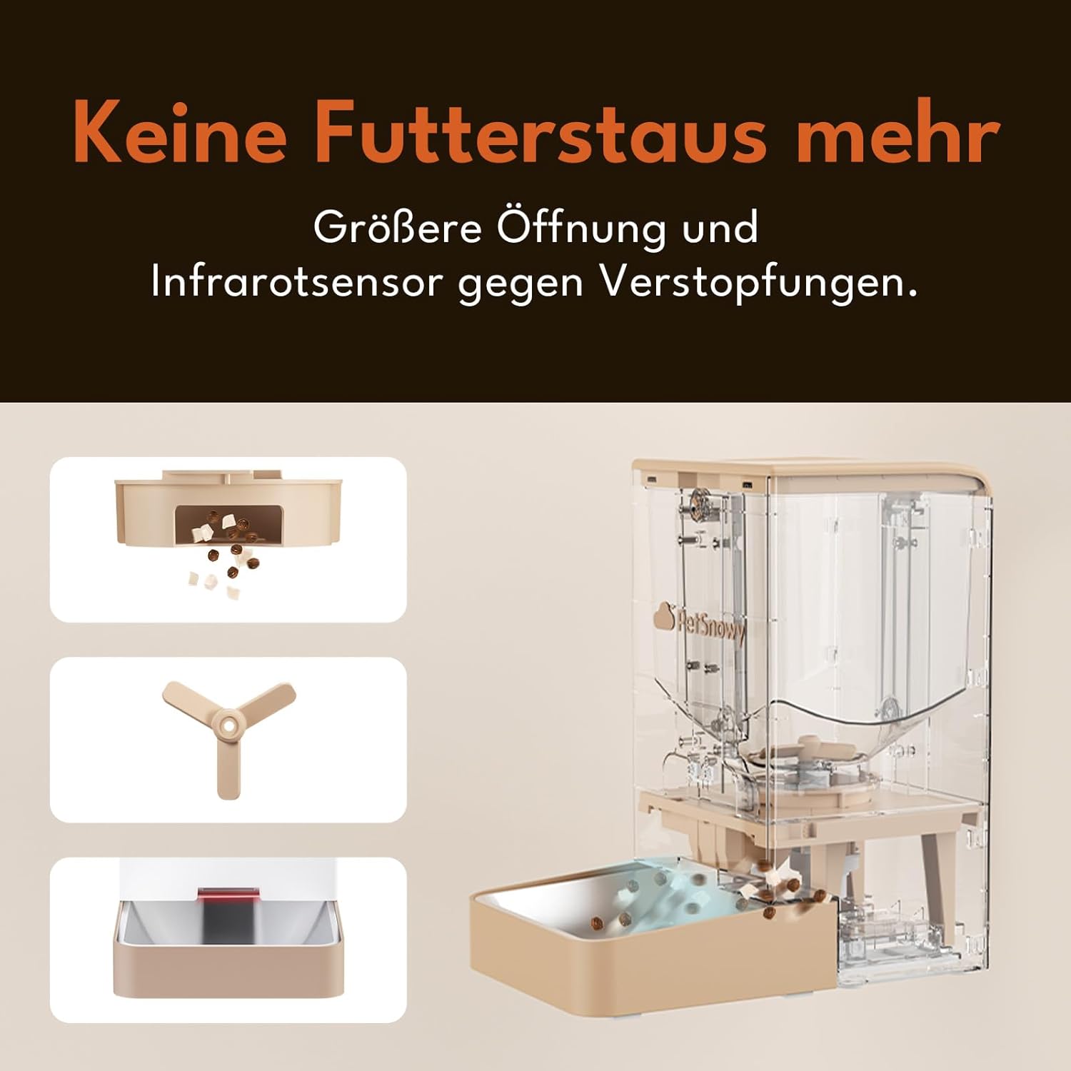 Snow+ Distributore Automatico di Cibo per Gatti, 4L Dispenser Automatico di Cibo per Gatti e Cani, Dispenser Automatico di Cibo per Gatti WiFi con Controllo APP, Doppia Alimentazione, Blocco a 3 Freschezza, 1-10 Pasti/Giorno