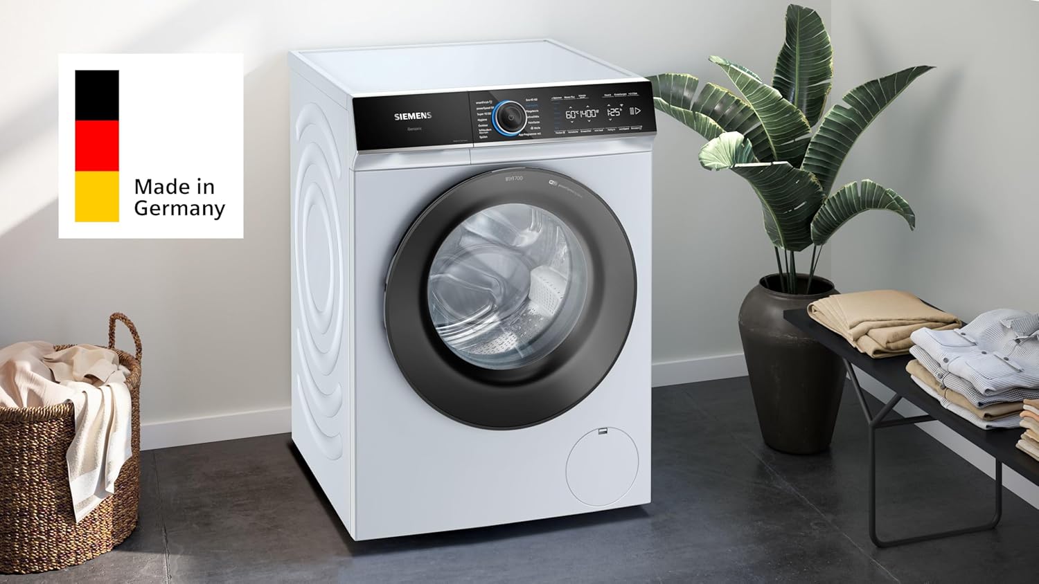 Siemens WM14N223 Lavatrice iQ300, Carica frontale con capacità di 7 kg, 1400 giri/min, speedPack L, Display LED, Programma Outdoor, Bianco, 60 cm