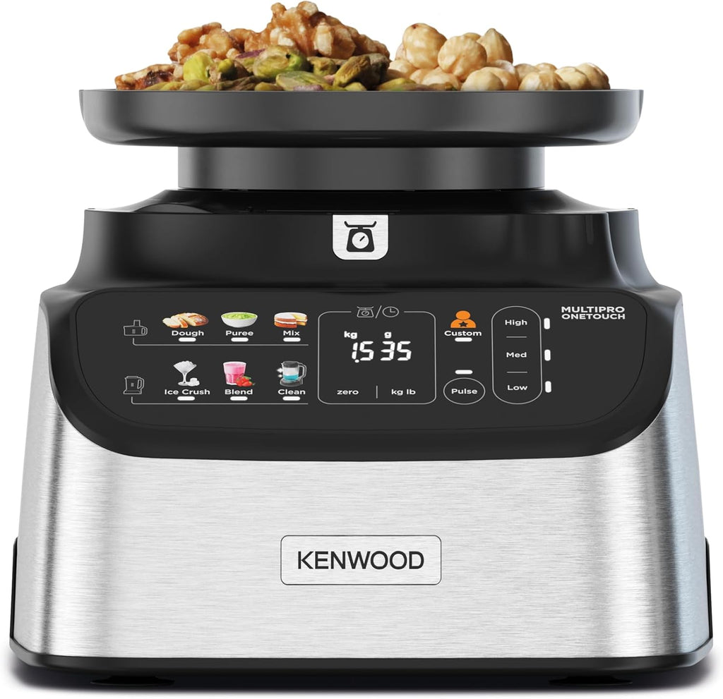 Kenwood MultiPro OneTouch FDM73.480SS – 2-in-1 Kompakt-Küchenmaschine & Mixer, 6 Zubehörteile, 6 Automatikprogramme, Variable Geschwindigkeit & Pulse-Funktion, Integrierte Waage, 1000 W, Silber