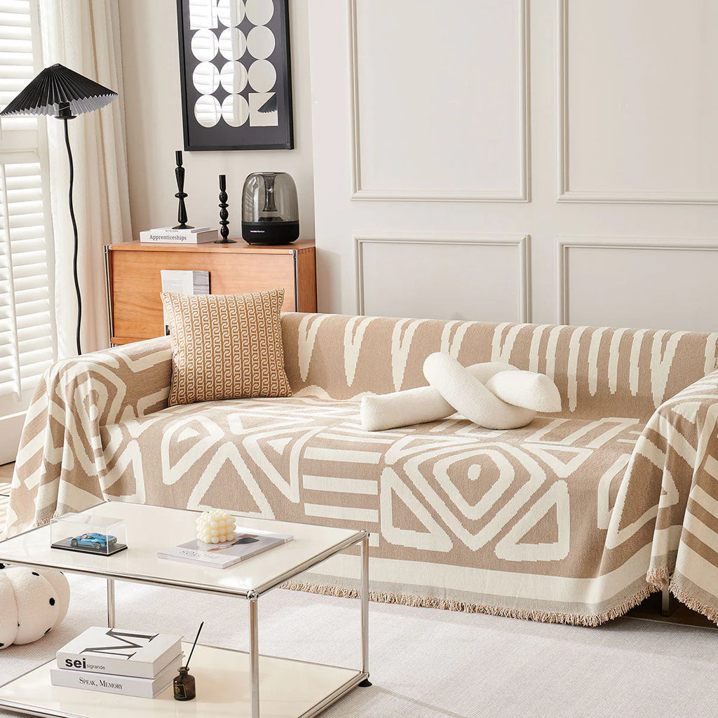 Copridivano Bohemien - Copertura Elegante per Divano in Marrone