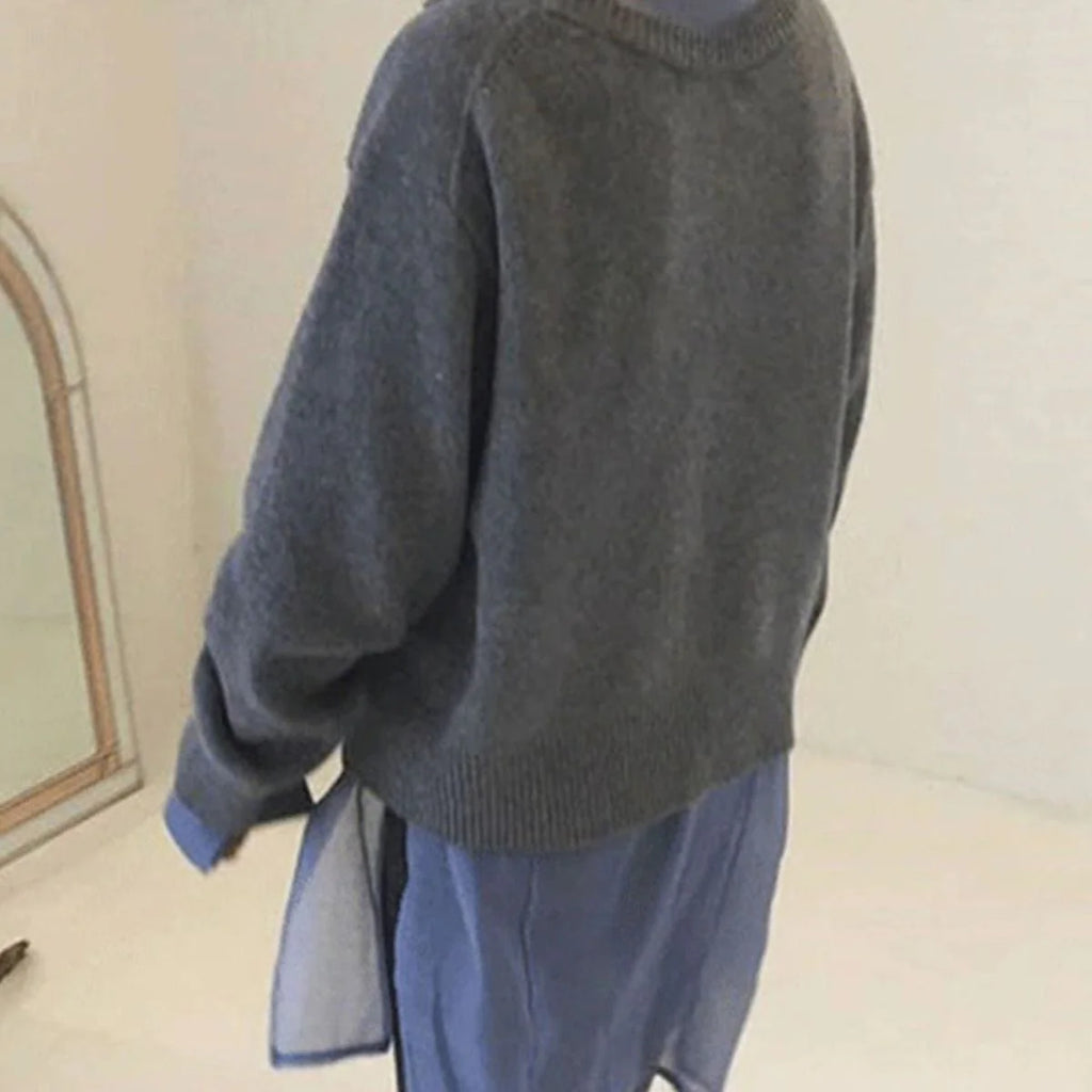 Asymmetrische Strickjacke mit Knpfen für Damen