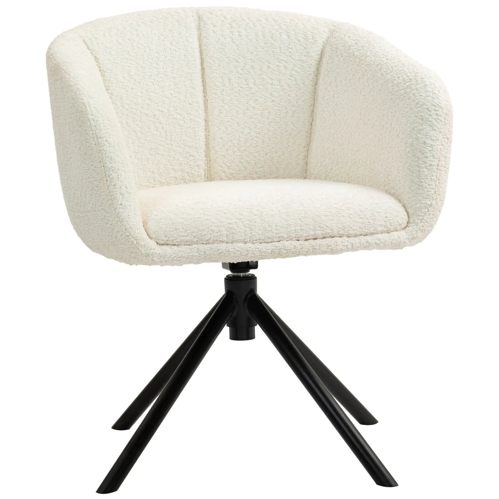 HOMCOM Sedia imbottita girevole con scocca, color crema