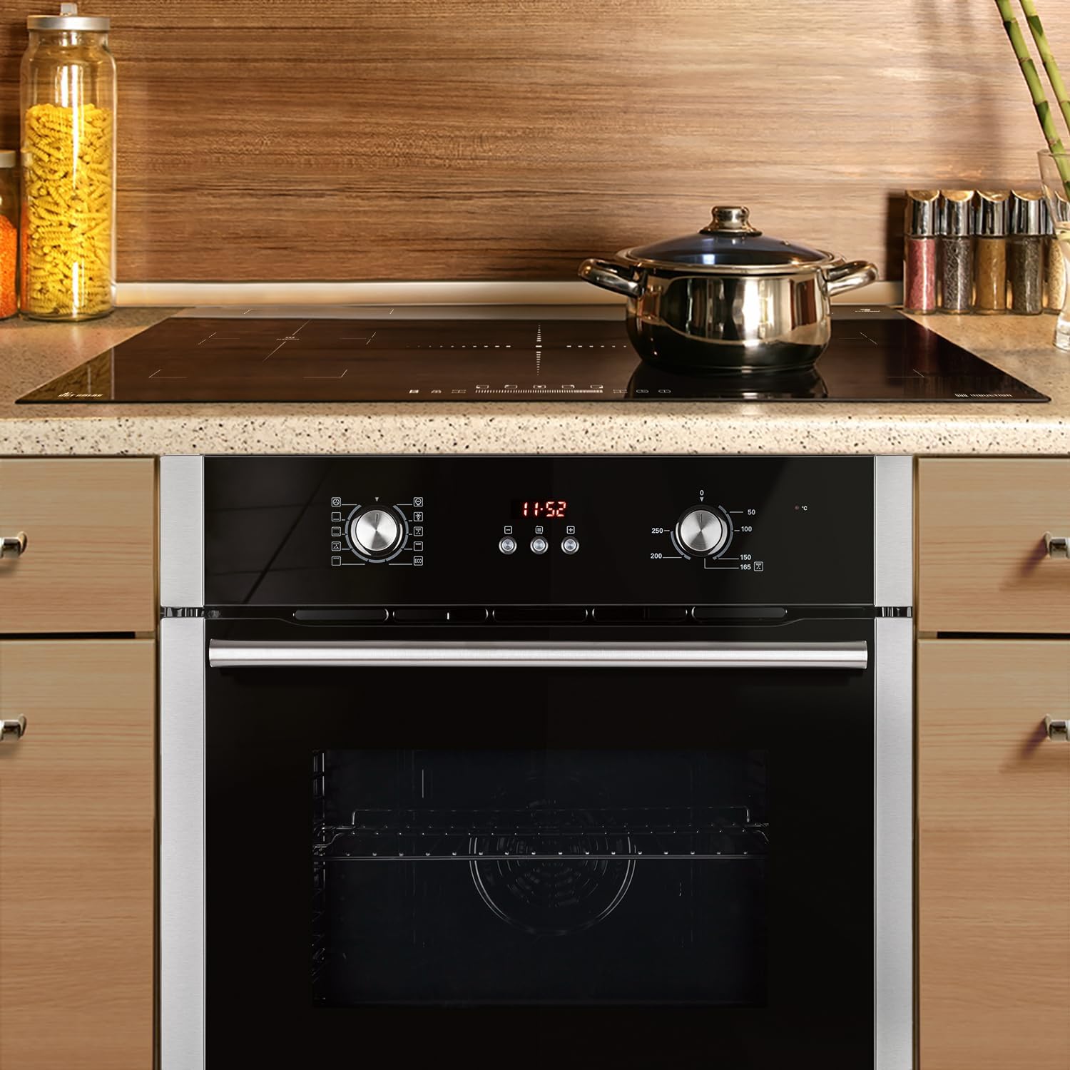 KKT KOLBE Autarkes Herdset | 60cm Einbaubackofen BO8805SS | 59cm Induktionskochfeld IH85900RL | Grill | Heißluft | Automatik-Timer | 2-fach Wärmeschutzverglasung | Kindersicherung | SET8805IH859RL