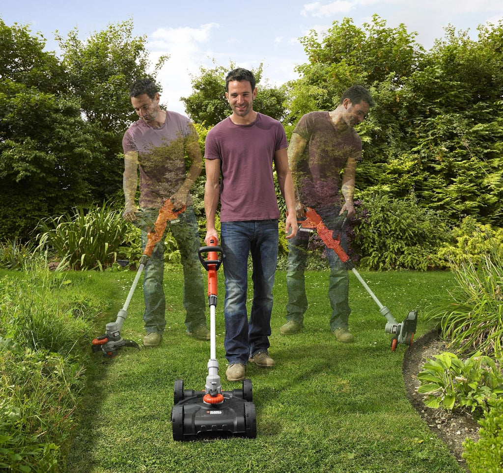 BLACK+DECKER Tagliabordi 3in1 con batteria (18V 2.0Ah, per rifinire e tagliare i bordi, con base per rasatura, ideale per piccole aree e terreni difficili) STC1820CM