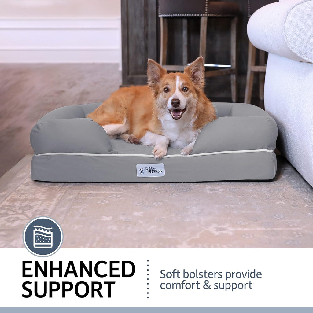 PetFusion Large per cani/gatti con memory foam solido di 10 cm, fodera impermeabile e cerniere YKK di alta qualità, miscela di cotone traspirante, rimovibile e facile da pulire, S