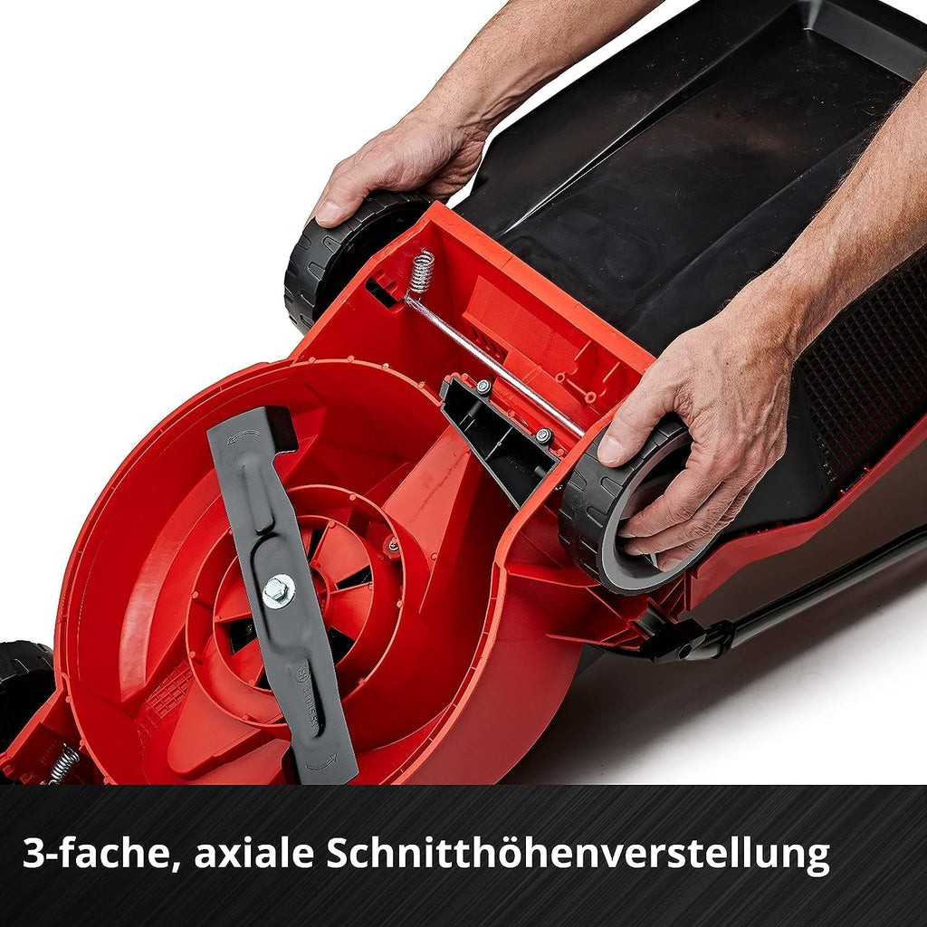 Rasaerba a batteria Einhell City GE-CM 18/30 Li Kit Power X-Change (18 V, larghezza di taglio 30 cm, fino a 150 m², motore brushless, cesto di raccolta 25 l, altezza di taglio 30-70 mm, incl. batteria da 3,0 Ah + caricabatterie)