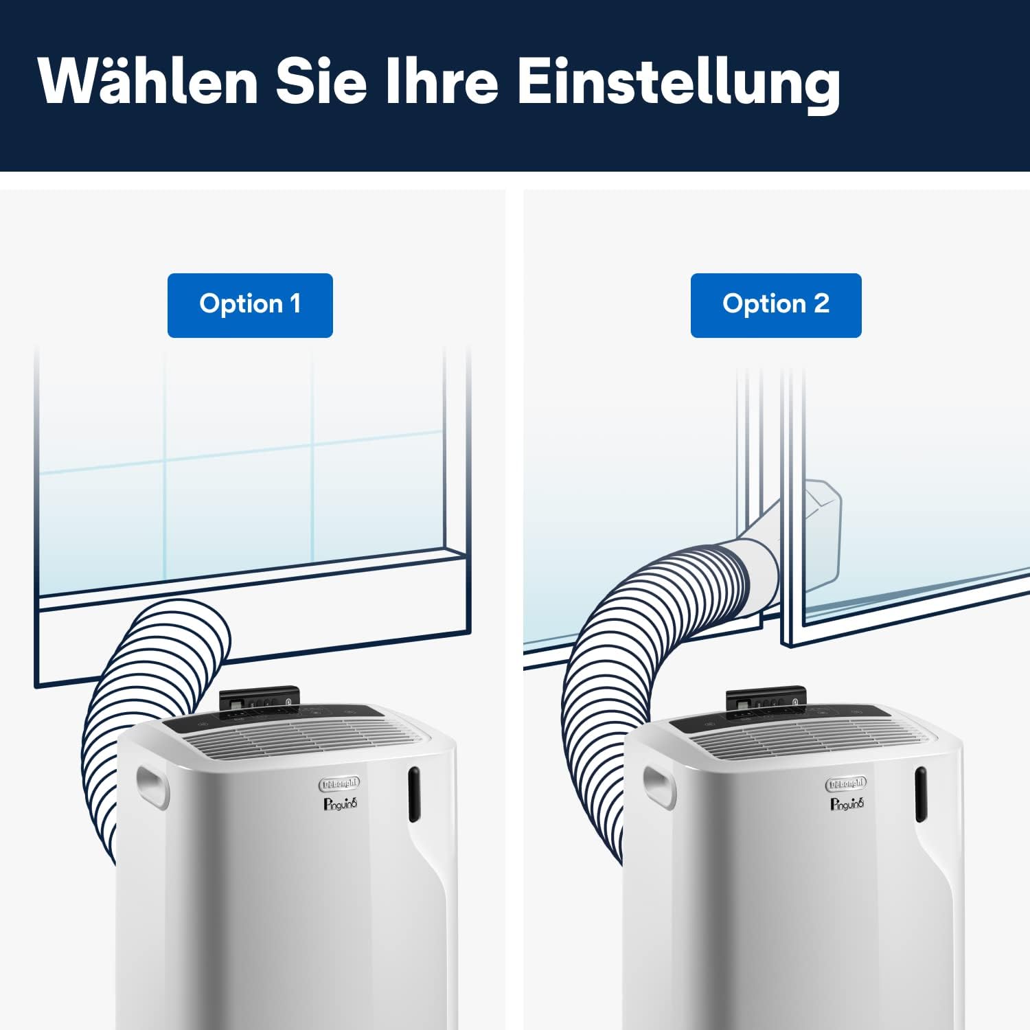 De'Longhi Pinguino PAC EM82, Condizionatore Portatile per ambienti fino a 80 m, 9.400 BTU, 2,4 kW, 63 dB, Funzione Deumidificatore, Classe Energetica A, Timer 24h, Bianco