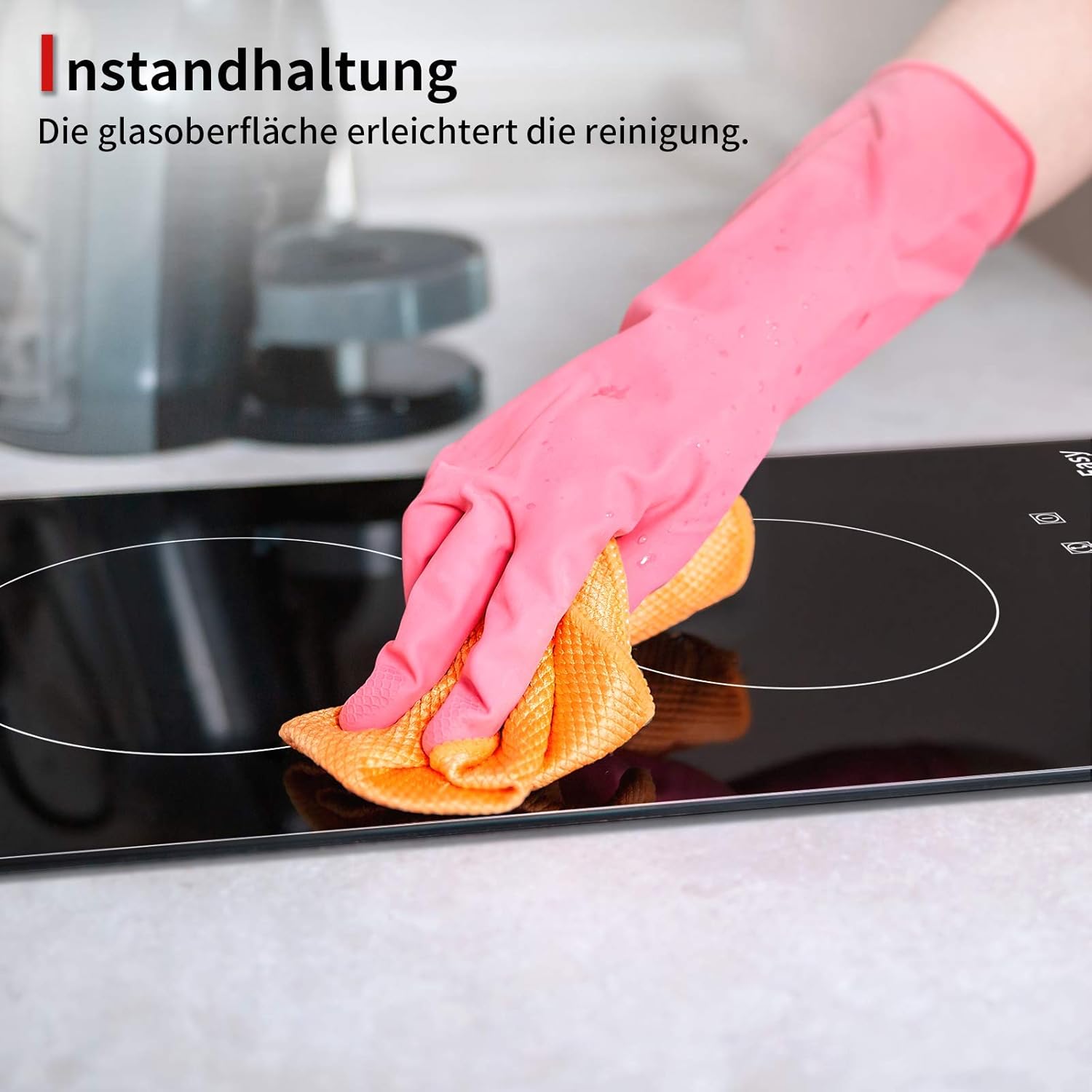 IsEasy 4 Zonen Einbau Induktionskochfeld mit 9 Leistungsstufen &1-99Min Timer, Boost-Funktion, Induktionskochplatte, Induktion Herdplatte mit 4 Platten, 60cm, 6800W, Schwarz