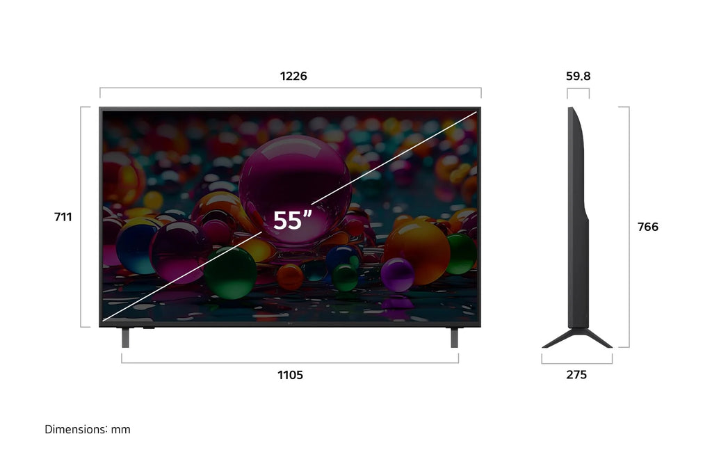 LG 55UA75006LA TV 55 pollici (139 cm) 4K UHD AI TV (Processore AI α7 Gen8 4K, webOS 25, 60Hz) [Modello 2025]