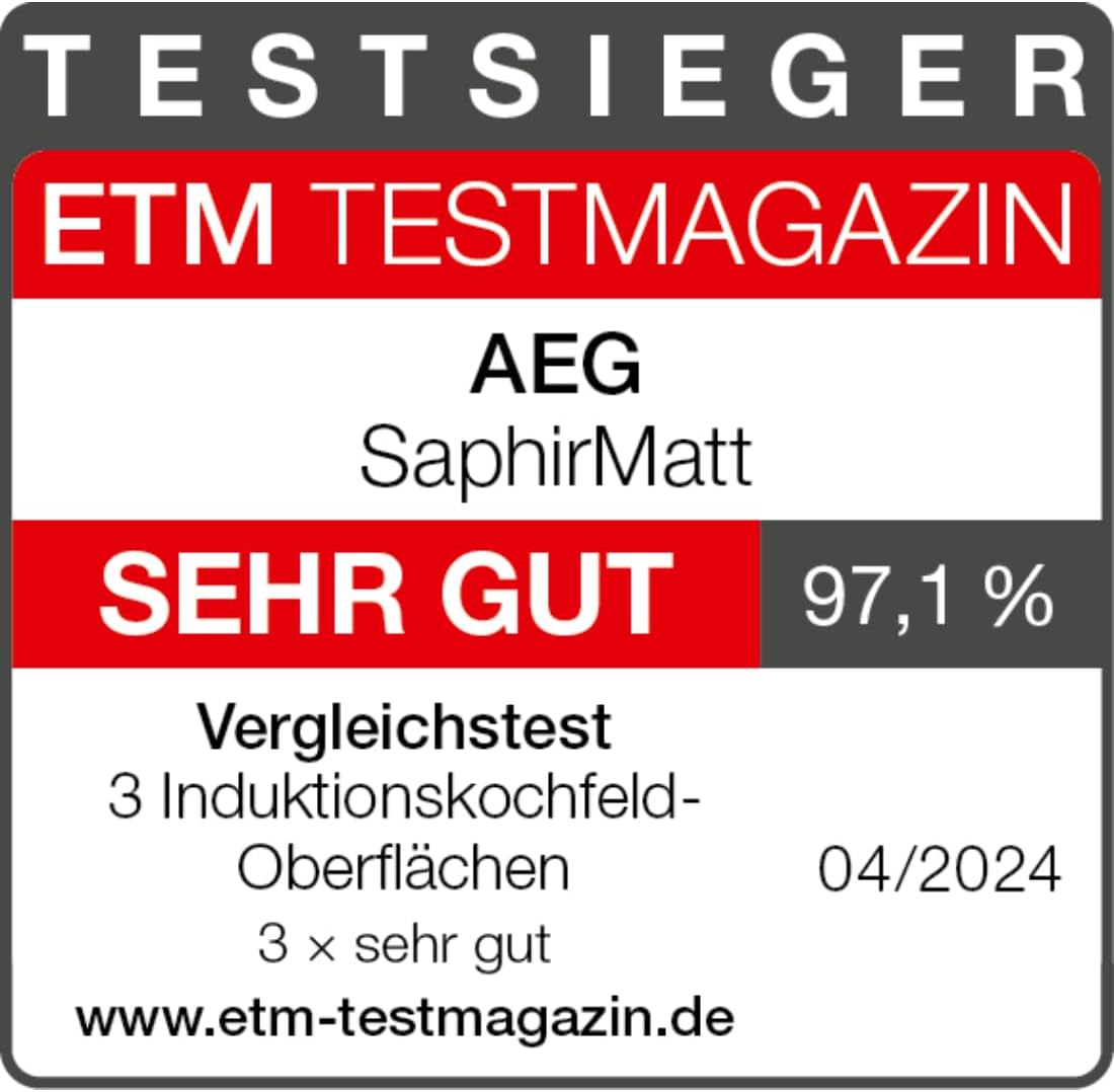 AEG piano cottura a induzione autonomo 80cm con cappa integrata / Prodotto in Germania / 4 zone cottura Flexi con funzione Bridge (combinazione di 2 zone) / Funzione automatica della cappa / Filtro a carbone attivo / COLI84COXB