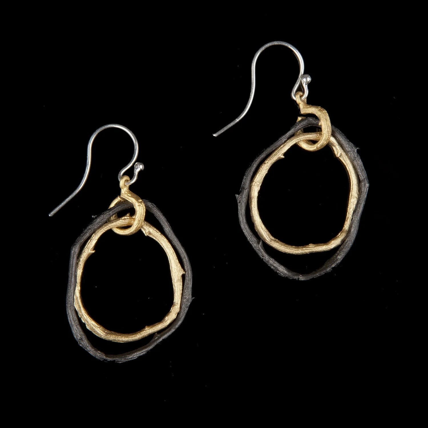 Petite Driftwood Earring - Double Hoop Wire Gunmetal/Gold