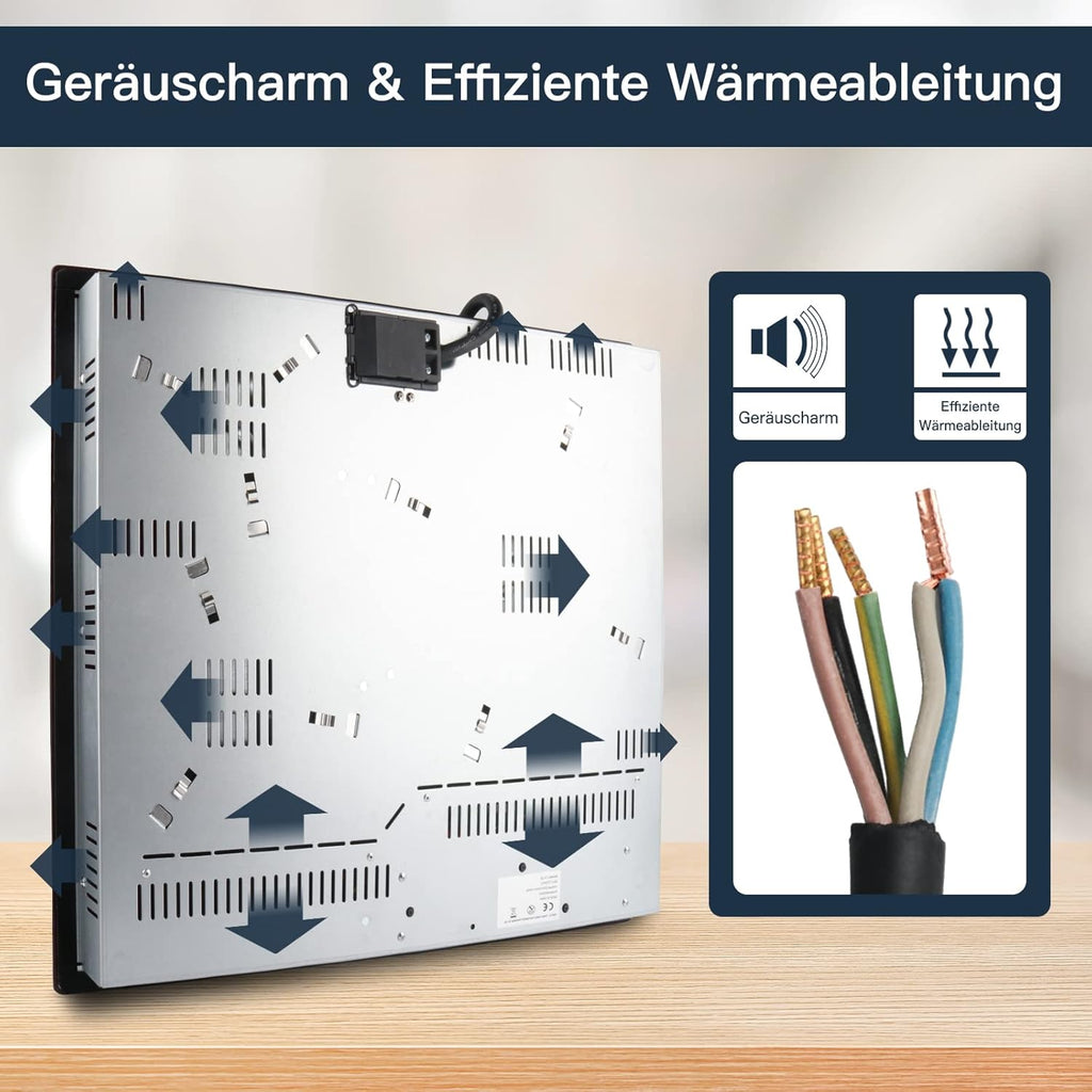 IsEasy 4 Zonen Einbau Induktionskochfeld mit 9 Leistungsstufen &1-99Min Timer, Boost-Funktion, Induktionskochplatte, Induktion Herdplatte mit 4 Platten, 60cm, 6800W, Schwarz