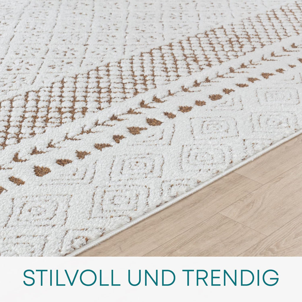Surya Monaco Tappeto Soggiorno Boho, Grande Tappeto Camera da Letto 200x274 cm - Tappeto per Sala da Pranzo con Motivo Geometrico, Tappeto Soggiorno Moderno Scandinavo in Beige, Grigio Carbone