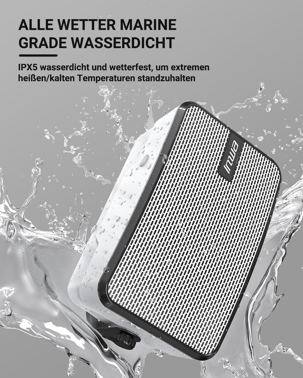 Inwa Altoparlante Bluetooth da Esterno, Montabile a Parete, Impermeabile (IPX5), Potente Sistema Audio Bassi per Interni ed Esterni, Sincronizzazione Fino a 100 Altoparlanti (2 Pezzi, MZ621)