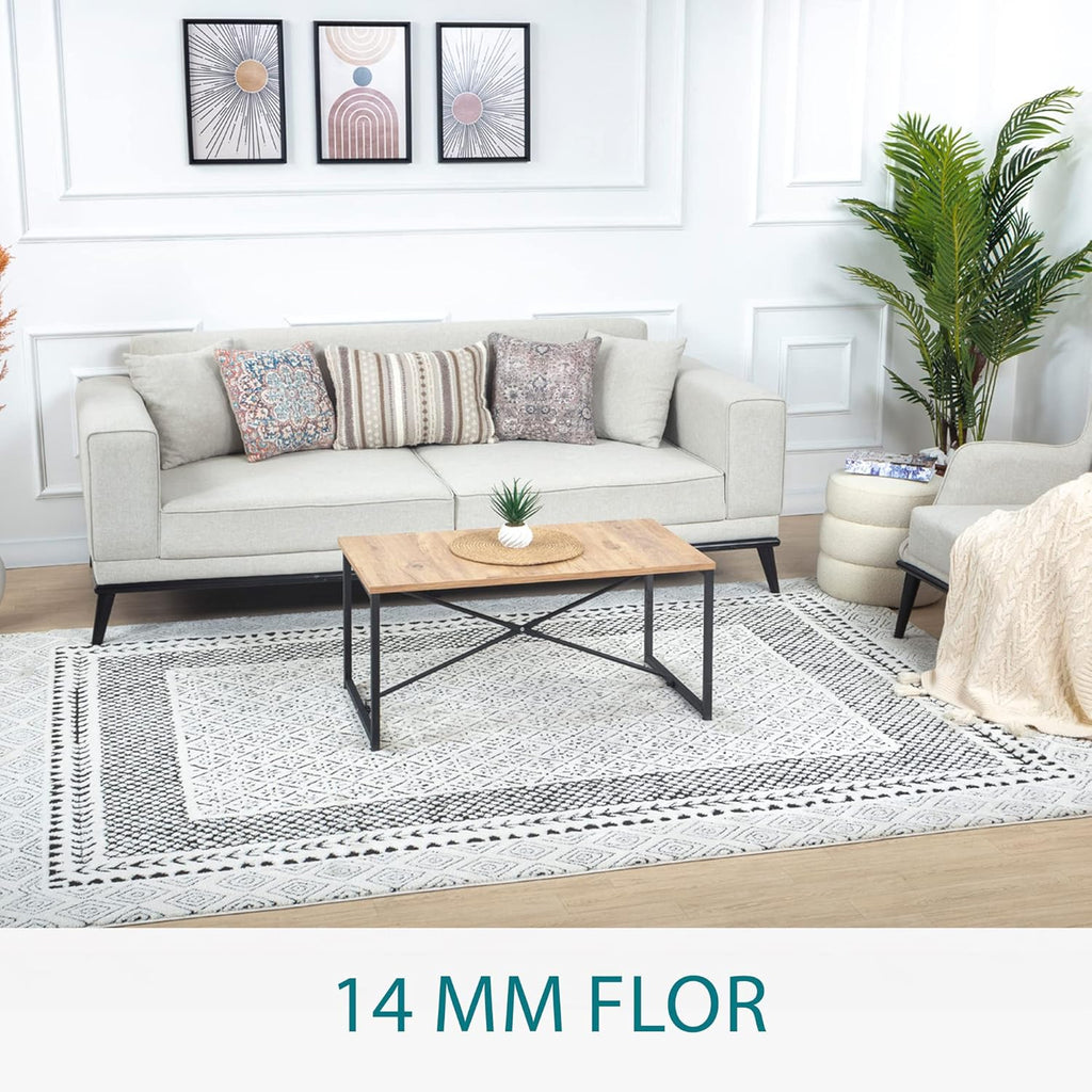 Surya Monaco Tappeto Soggiorno Boho, Grande Tappeto Camera da Letto 200x274 cm - Tappeto per Sala da Pranzo con Motivo Geometrico, Tappeto Soggiorno Moderno Scandinavo in Beige, Grigio Carbone