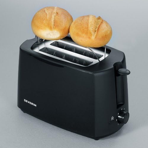 SEVERIN TO 2052 Forno tostapane (800 W, incl. griglia e teglia da forno, 9 L) argento/nero e 2287-000 Tostapane automatico, incl. supporto per panini, 2 fessure, 700 W, AT 2287, nero