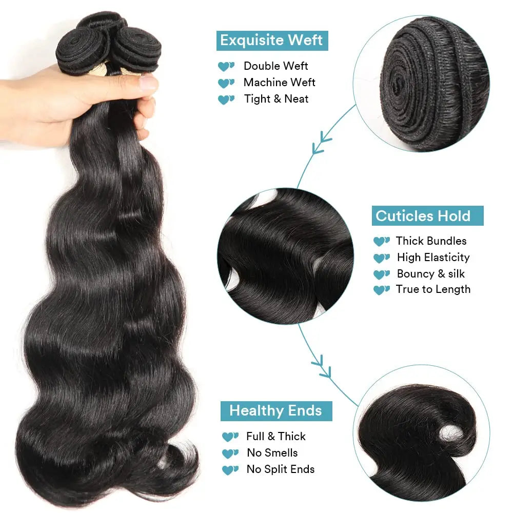 LavishBeauty Fasci di capelli brasiliani Body Wave con lace frontal HD trasparente