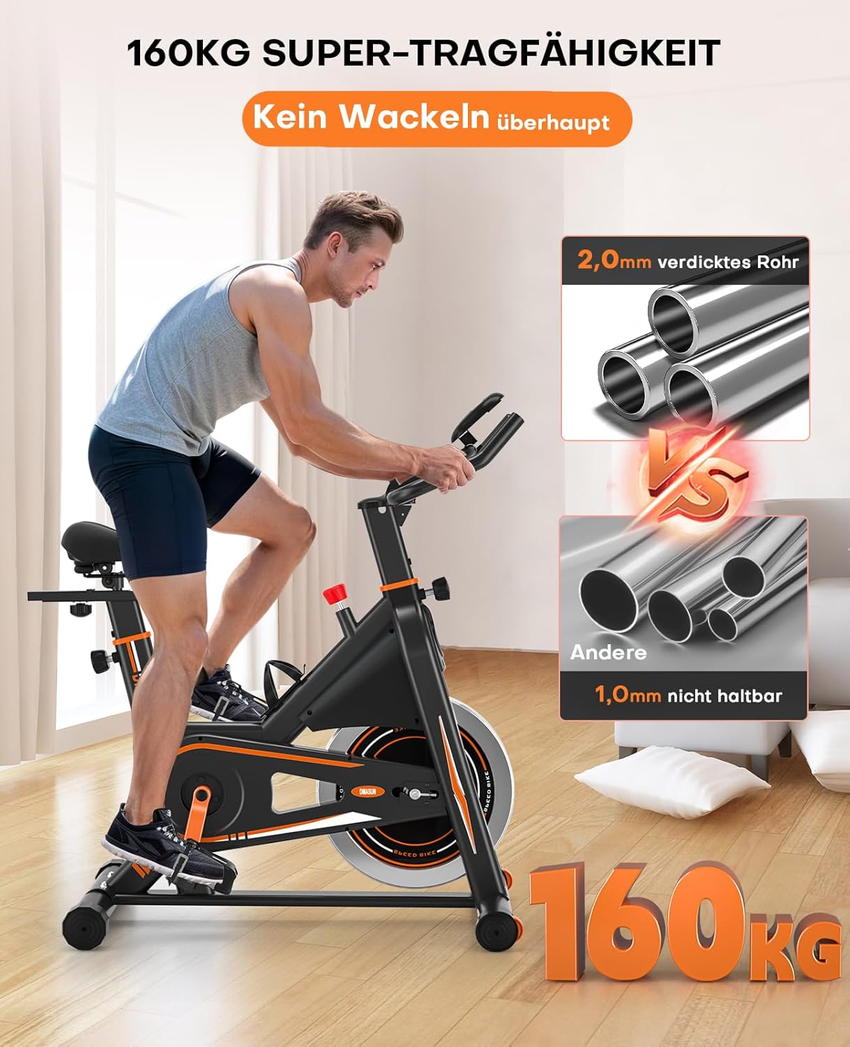 Neuestes Heimtrainer Fahrrad mit Magnetischem Widerstand, DMASUN Leises Ergometer Heimtrainer, Hometrainer Fahrrad mit LCD-Display, Tablet-Halterung, Bequeme Sitze & Sitzbezug, Fitnessbike Bis 160kg