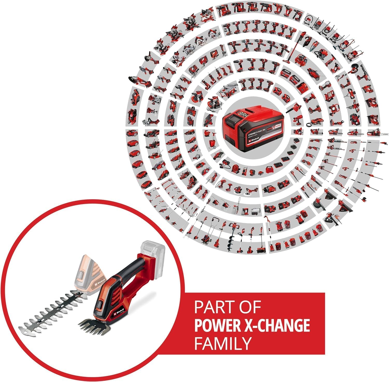 Tagliasiepi e tagliaerba a batteria Einhell GE-CG 18/100 Li-Solo Power X-Change (Li-Ion, 18 V, larghezza di taglio lama tagliaerba 100 mm, lama tagliasiepi 200 mm, senza batteria e caricabatterie)