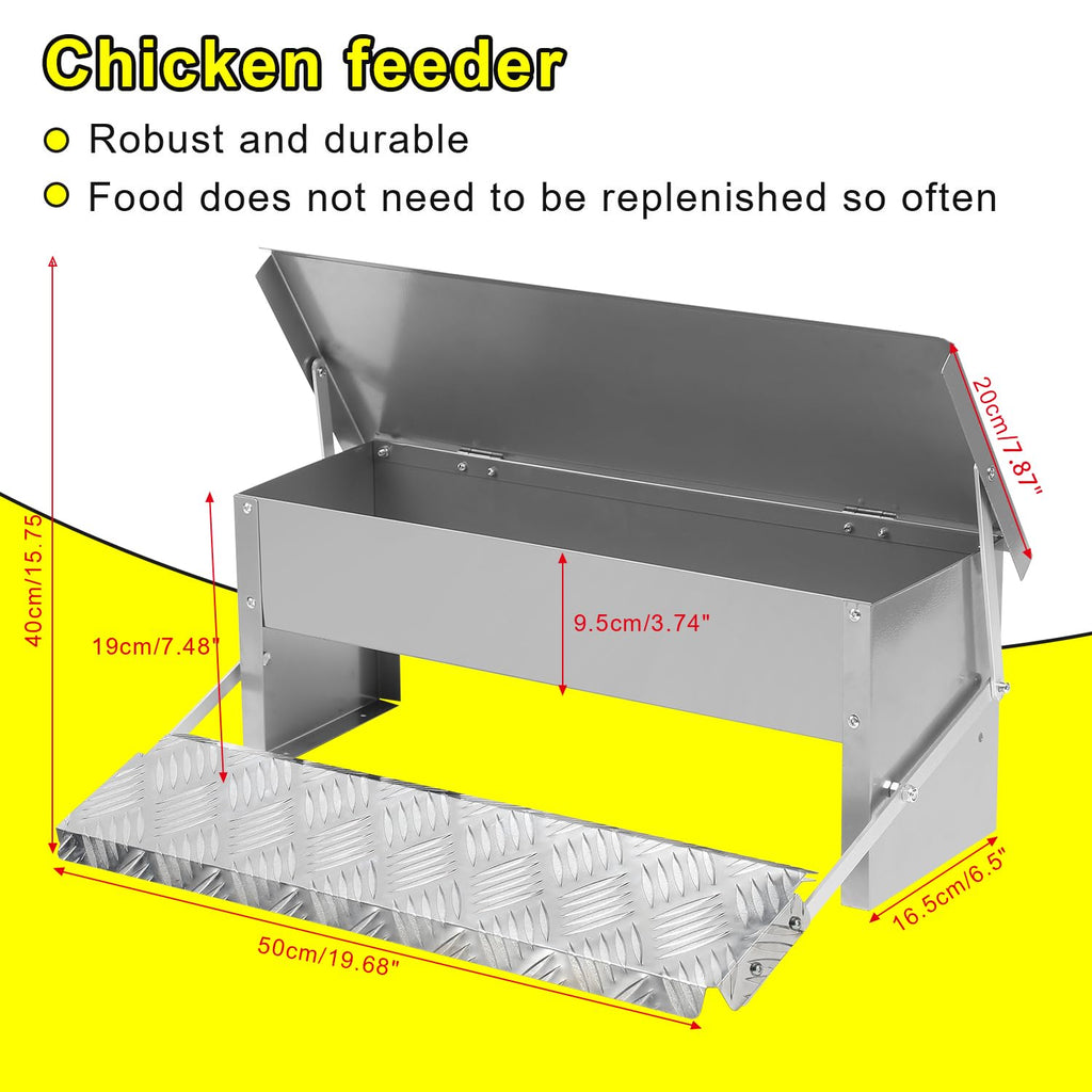 Aopunly 3x Futterautomat für hühner Geflügel mit Deckel Futterspender, 5kg Fußpedal selbstöffnender Futtertrog automat hühnerfutter