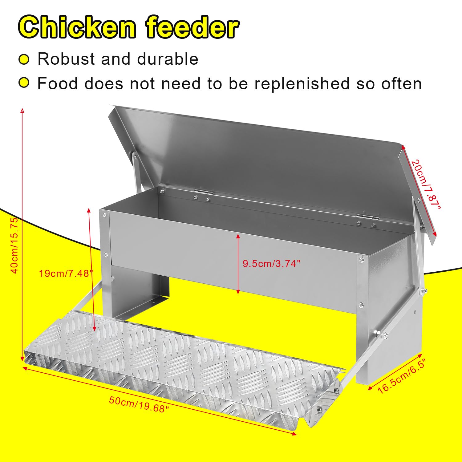 Aopunly 3x Futterautomat für hühner Geflügel mit Deckel Futterspender, 5kg Fußpedal selbstöffnender Futtertrog automat hühnerfutter