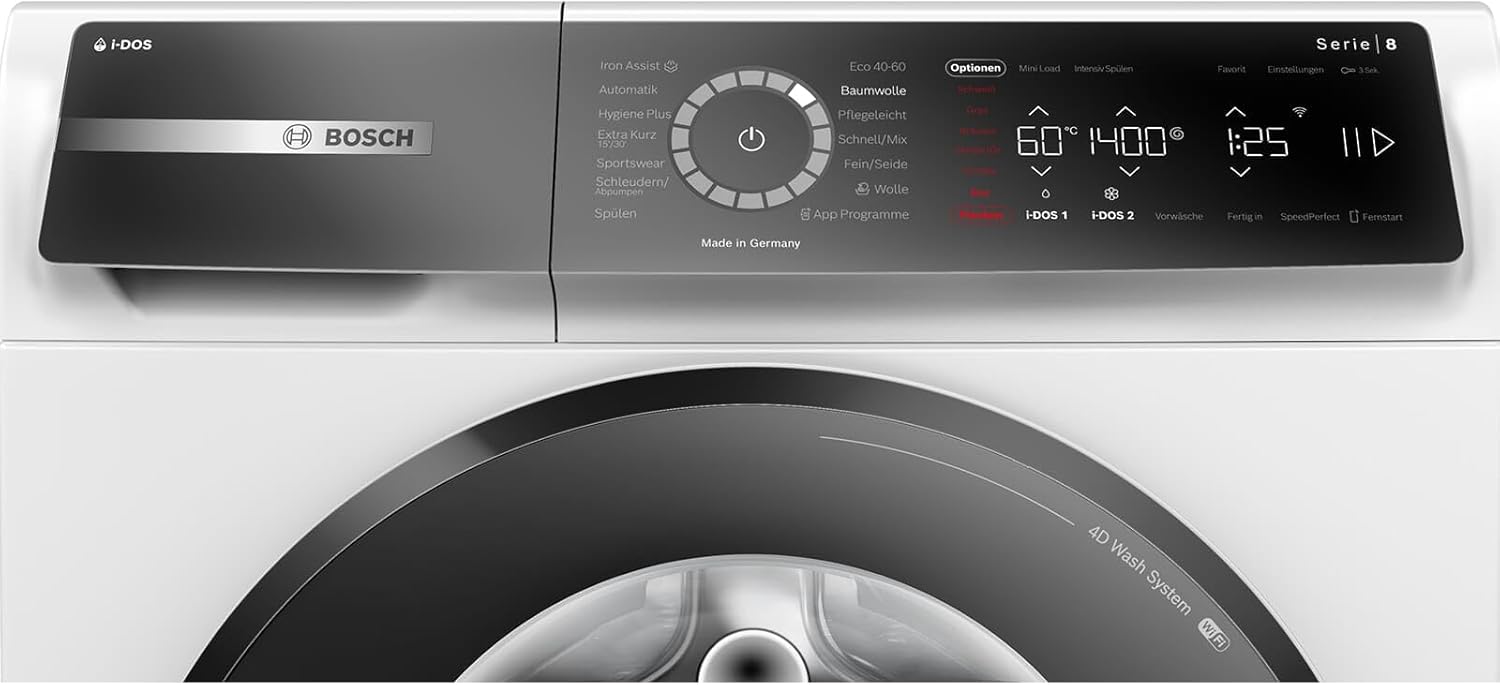 BOSCH WAN28127 Lavatrice Serie 4, a carica frontale, capacità 8 kg, 1400 giri/min, Iron Assist, Active Water Plus, EcoSilence Drive, Speed Perfect, bianco, 60 cm