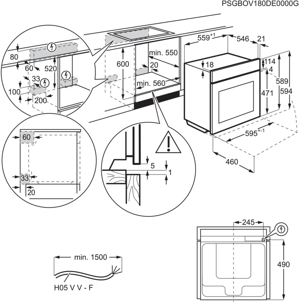 AEG Forno da incasso – Serie 5 AirFry: Risultati di cottura uniformi su 3 livelli – Pulizia Pirolitica – 25 Programmi automatici – Display touch LED – Riscaldamento rapido – Nero – BPE53516AB