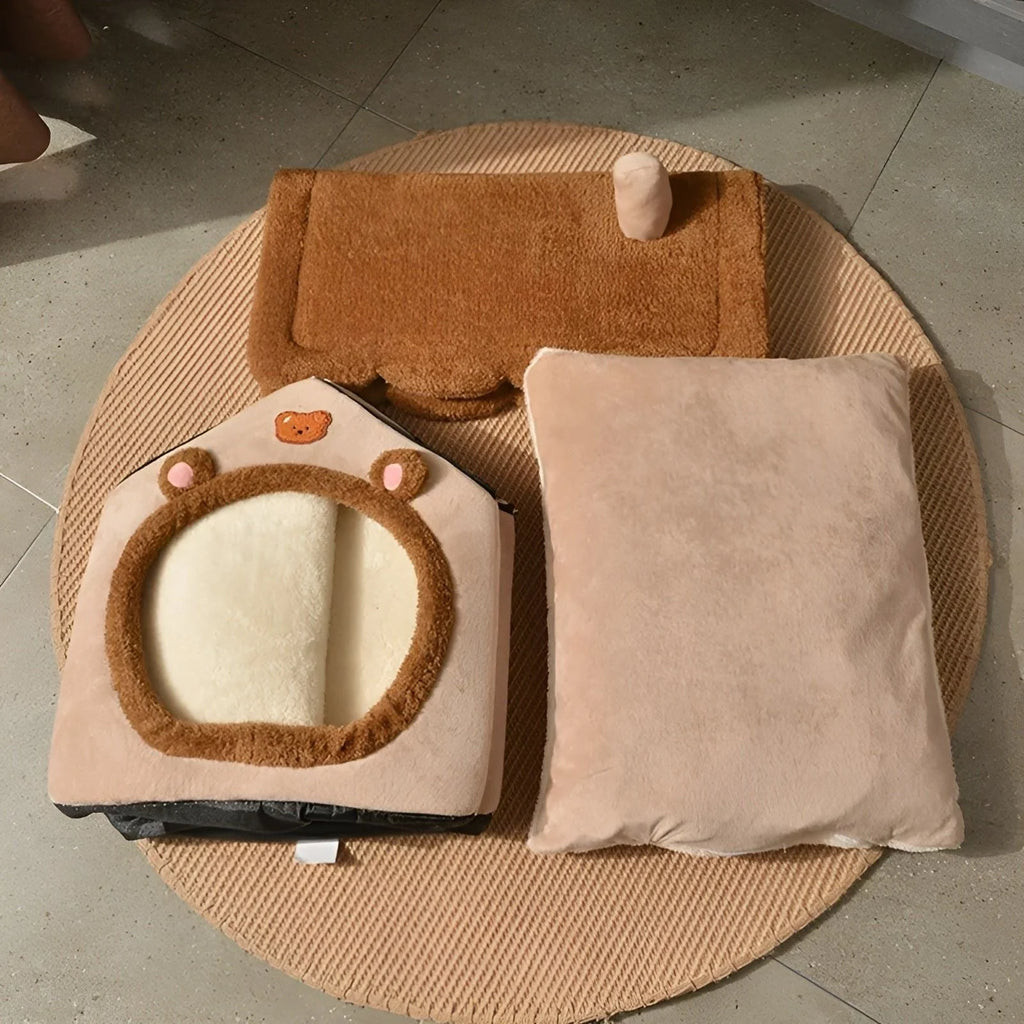PurrPavilion Katzenbett - Faltbares und Waschbares Kuschelbett für Katzen