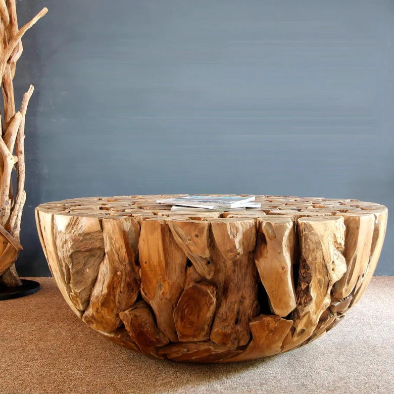 Tavolino RANTING CURVE in legno di radice 80 cm