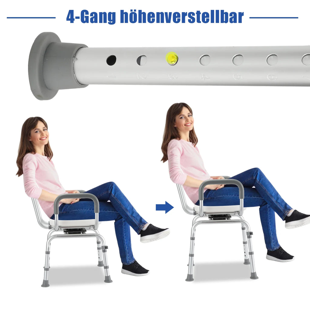Sonnewelt Sgabello da doccia, sedile doccia girevole a 360°