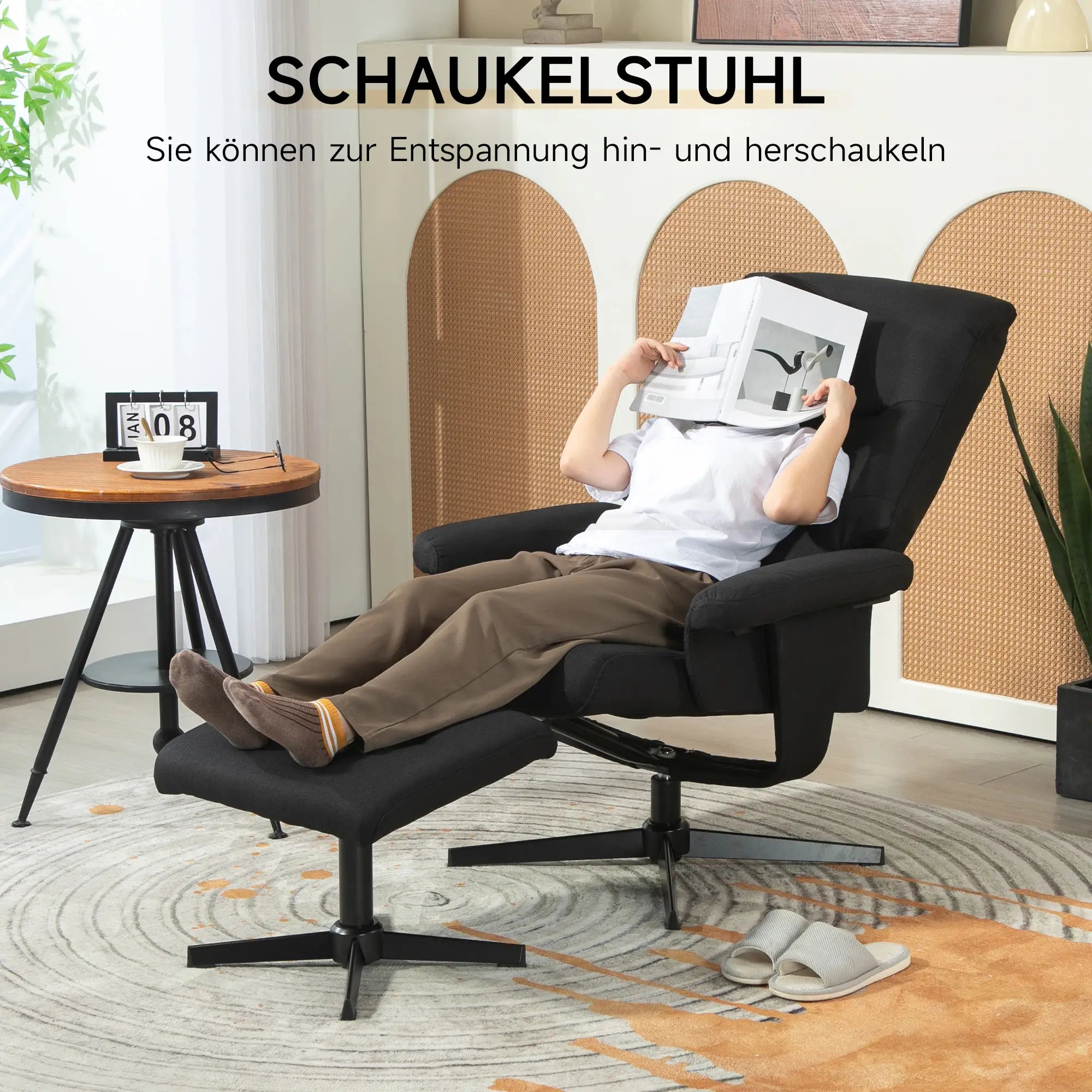 Poltrona Relax HOMCOM con Sgabello & Funzione Reclinabile Nero