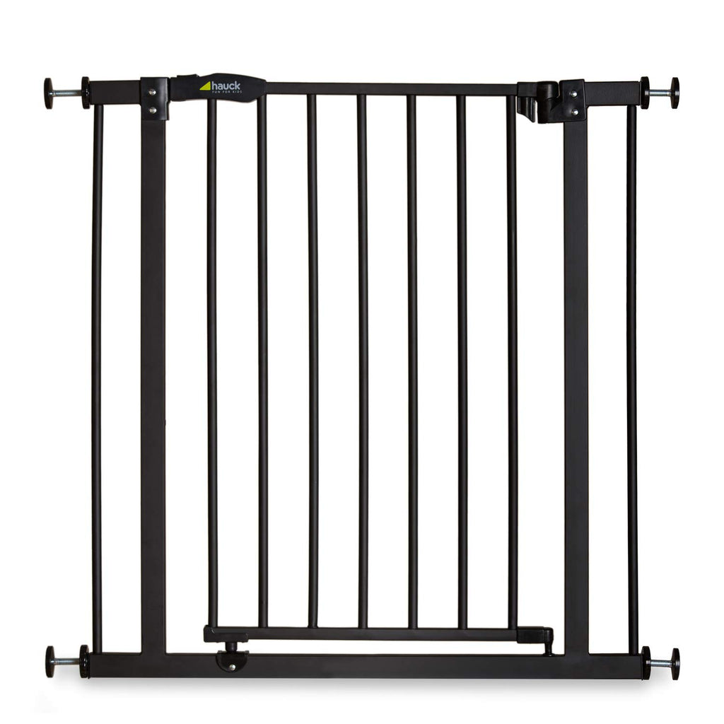 Hauck Treppenschutzgitter / Türschutzgitter Close N Stop incl. 21 cm Verlngerung, für Breiten 96 - 101 cm, ohne Bohren, Einhndiges ffnen, Beidseitig Schwenkbar, Metall, Schwarz