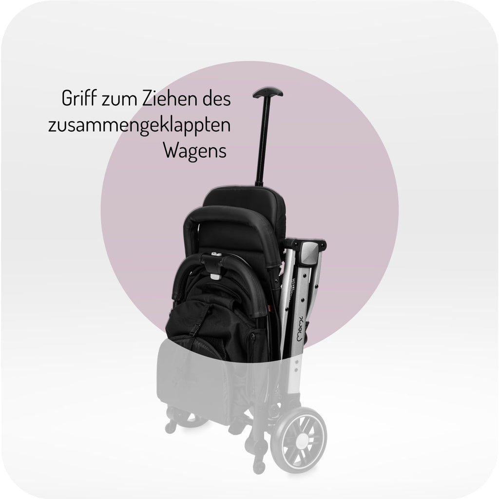 MOMI ESTELLE Kinderwagen für Kinder ab 6 Monat bis zu max körpergewicht von 15 kg, klappbar auf die Maße 65 x 51 x 21 cm, gewicht 7,5 kg, 5-Punkt-Sicherheitsgurt, koffer, grau-gold, Räder 6''/6,5''