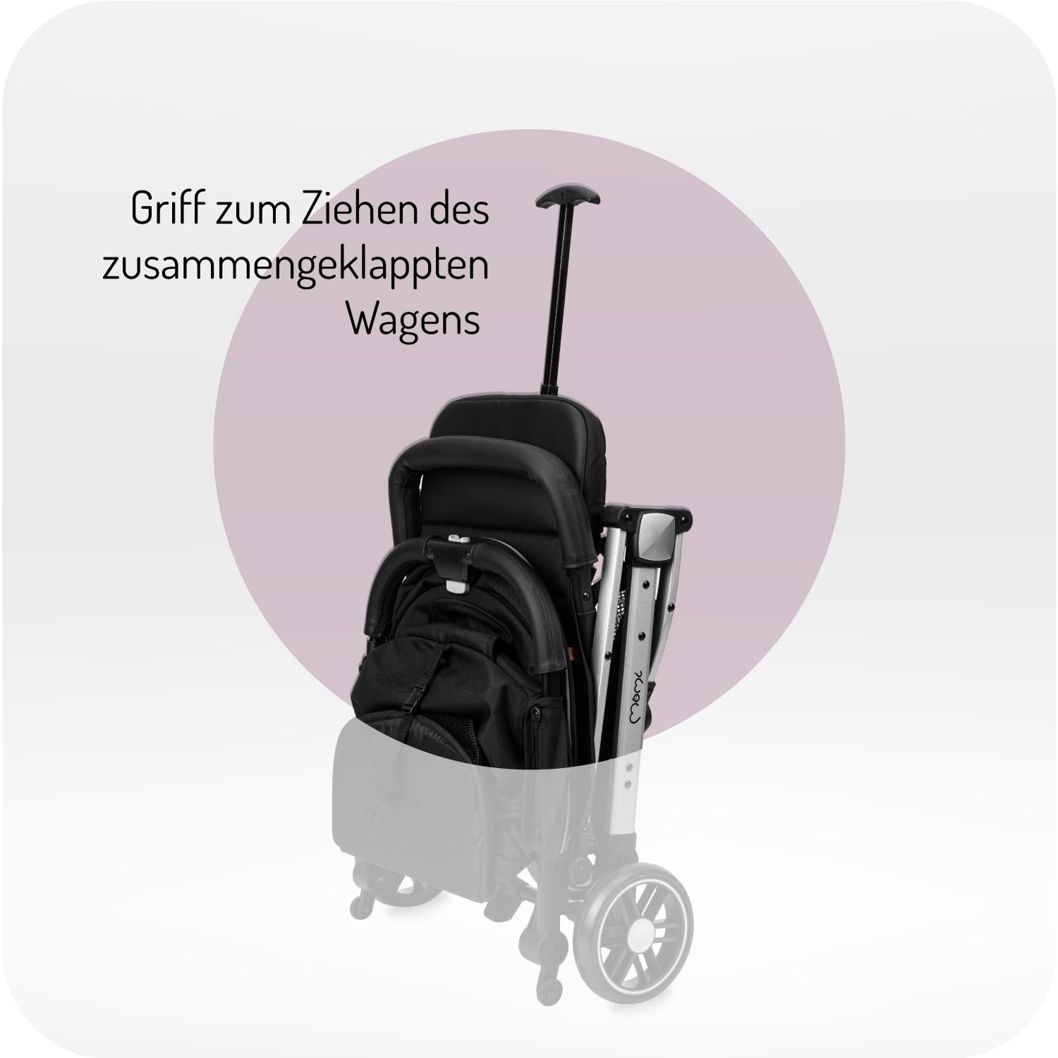 MOMI ESTELLE Kinderwagen für Kinder ab 6 Monat bis zu max körpergewicht von 15 kg, klappbar auf die Maße 65 x 51 x 21 cm, gewicht 7,5 kg, 5-Punkt-Sicherheitsgurt, koffer, grau-gold, Räder 6''/6,5''