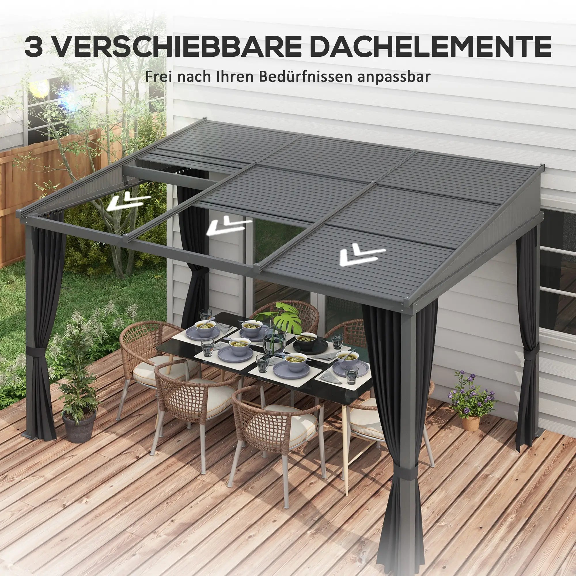 Outsunny Pergola Tettoia Scorrevoli Metallo