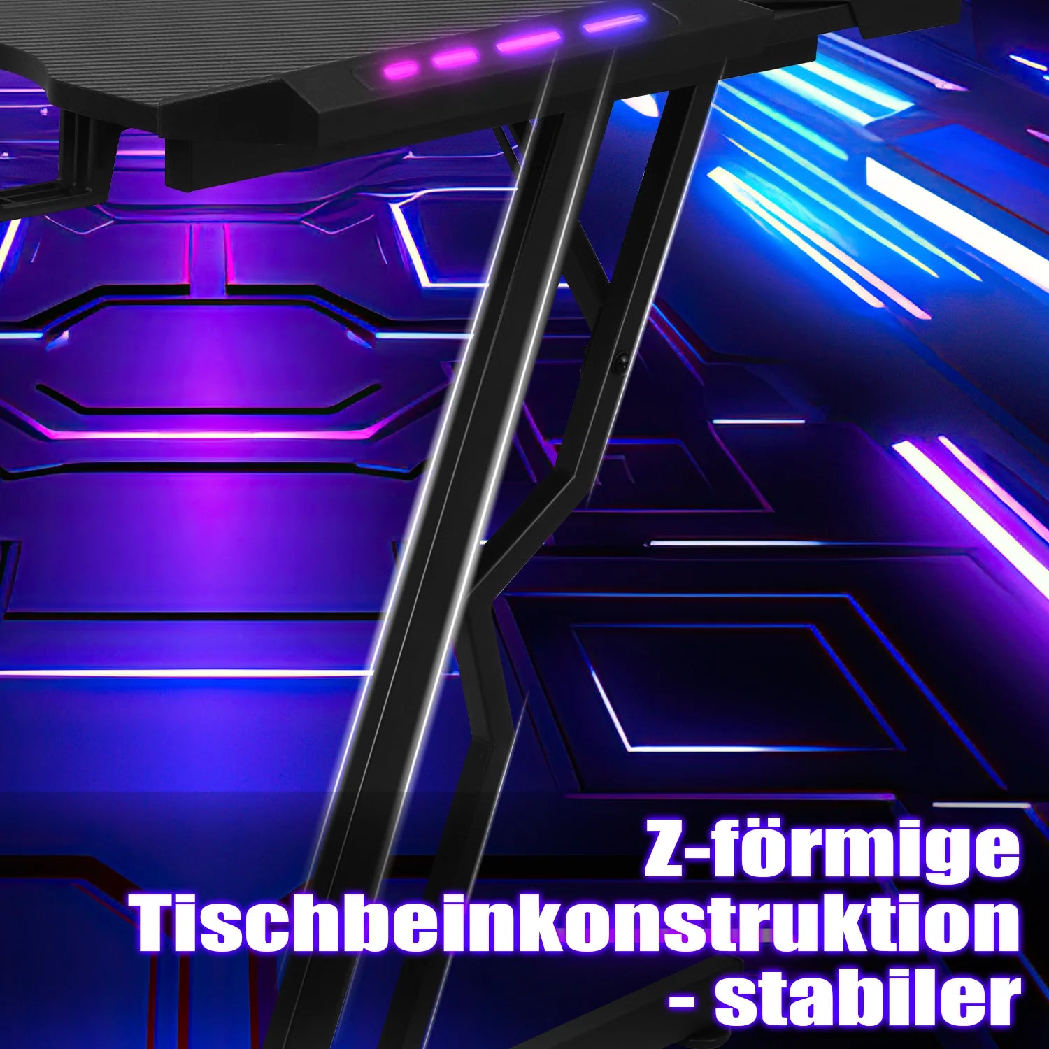 Sonnewelt Scrivania da gaming Scrivania da gioco 120/140 cm con telecomando LED
