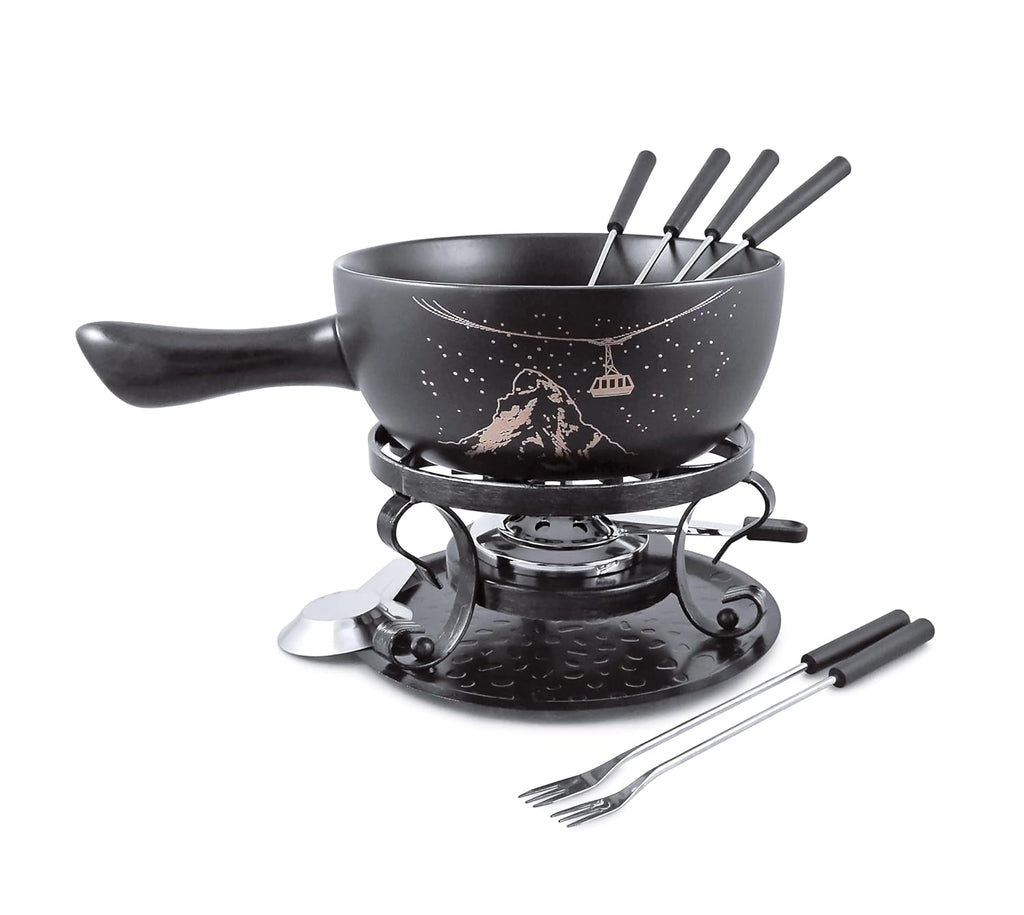 Swissmar F66901 Set Fondue Gruyère 9 pezzi, Ceramica/Acciaio inossidabile, 2.65L, Set fondue per carne, formaggio e cioccolato, per 4 persone, Confezione regalo