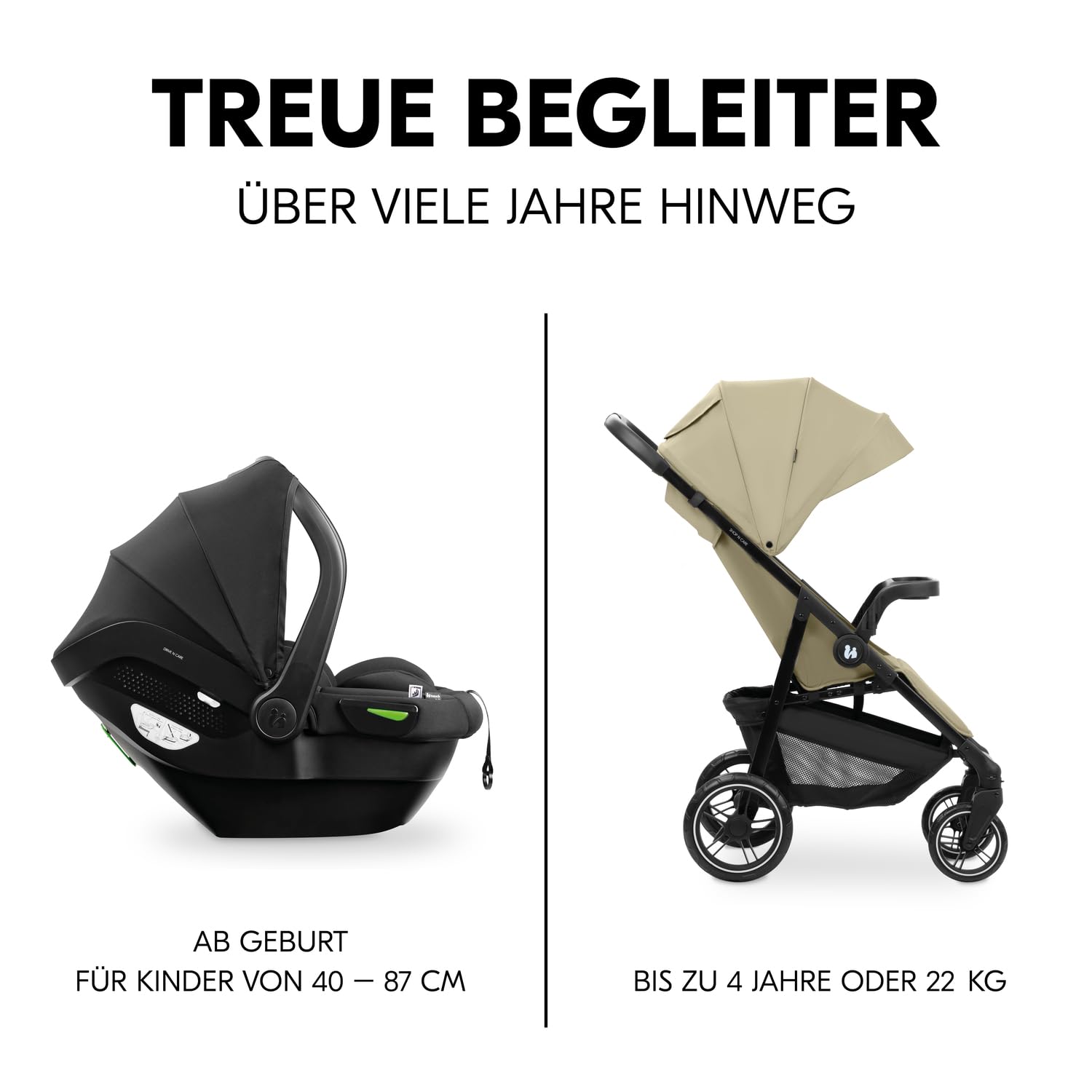 hauck Set Trio 3in1 Shop N Care con Passeggino, Navicella, Seggiolino Auto dalla nascita fino a 22 kg, Chiusura Compatta, Reclinabile, Portabicchieri & Vassoio, Protezione UV 50+ (Grey)