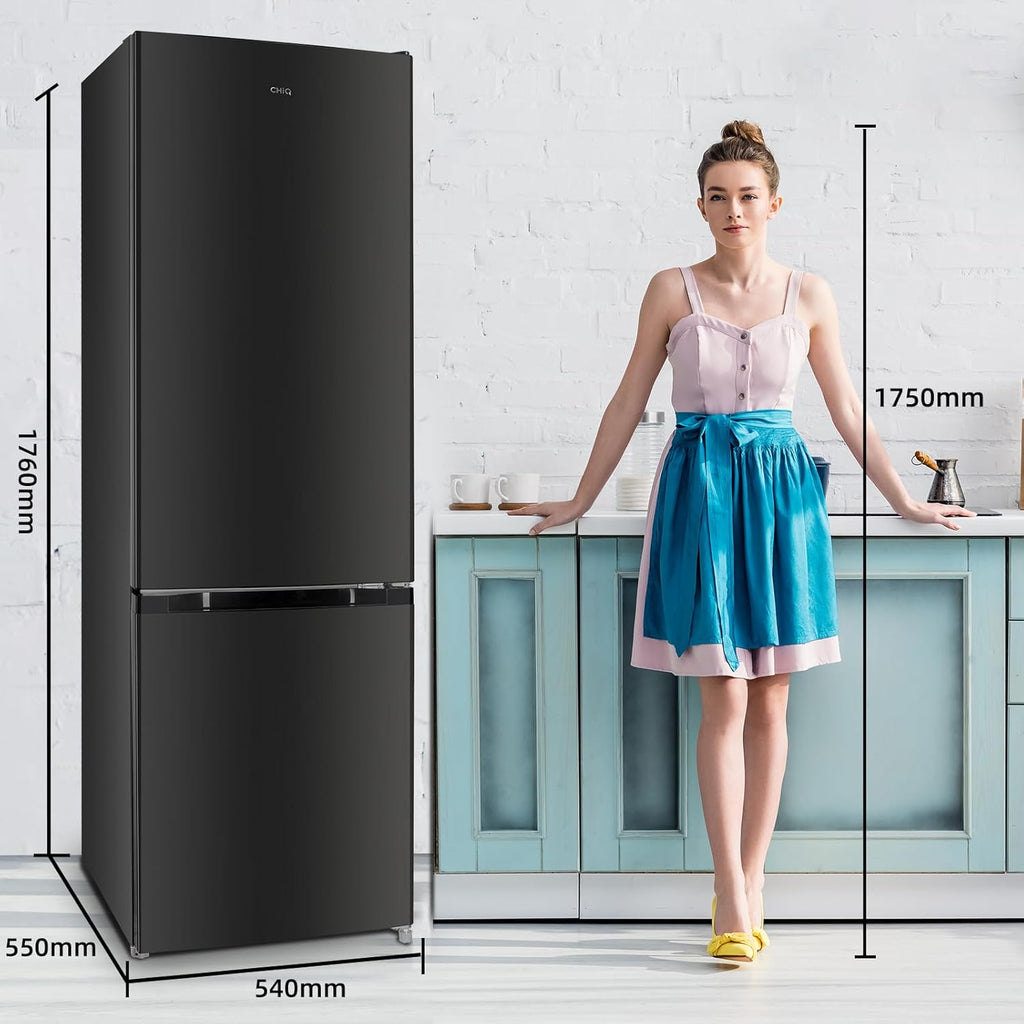 CHIQ CTT107BC Frigorifero Piccolo 107 Litri, Altezza 84 cm, Profondità 55 cm, Ingombro di soli 0,3 ㎡, Micro-Congelatore, Vario Box, 7 Livelli di Controllo della Temperatura, Silenzioso, 87 kWh/anno, Nero