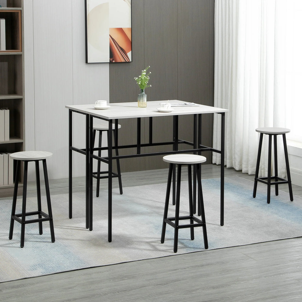 Set Tavolo da Bar HOMCOM 6 Pezzi Combinabile Salvaspazio per Sala da Pranzo