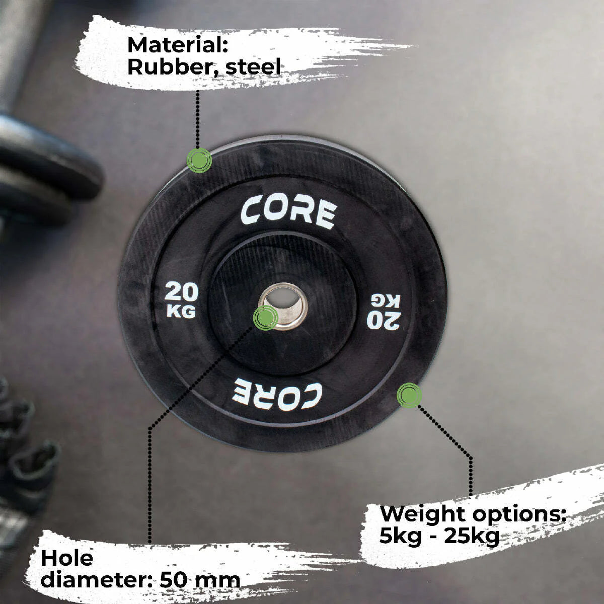 Piastra Bumper Core 50 mm, 5-25 kg