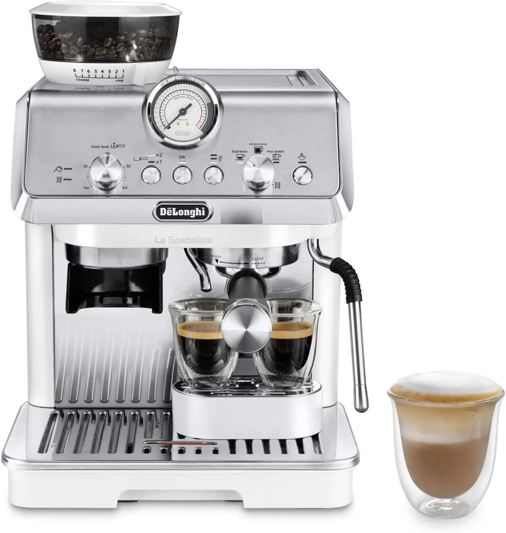 De'Longhi La Specialista Arte EC9155.MB Macchina da caffè espresso con macinacaffè, 8 impostazioni di macinatura, 15 bar, 3 temperature, lancia vapore, 1300 W, serbatoio da 1,5 l, acciaio inossidabile/nero con Barista-Kit