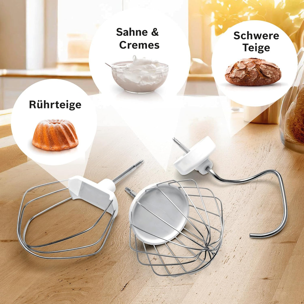 Bosch Robot da cucina Serie 4 MUM58720, ciotola in acciaio inox 3,9 L, frullatore 1,25 L, movimento planetario, gancio impastatore, frusta, frusta, tritacarne continuo, 3 dischi, 1000 W, rosso scuro/argento
