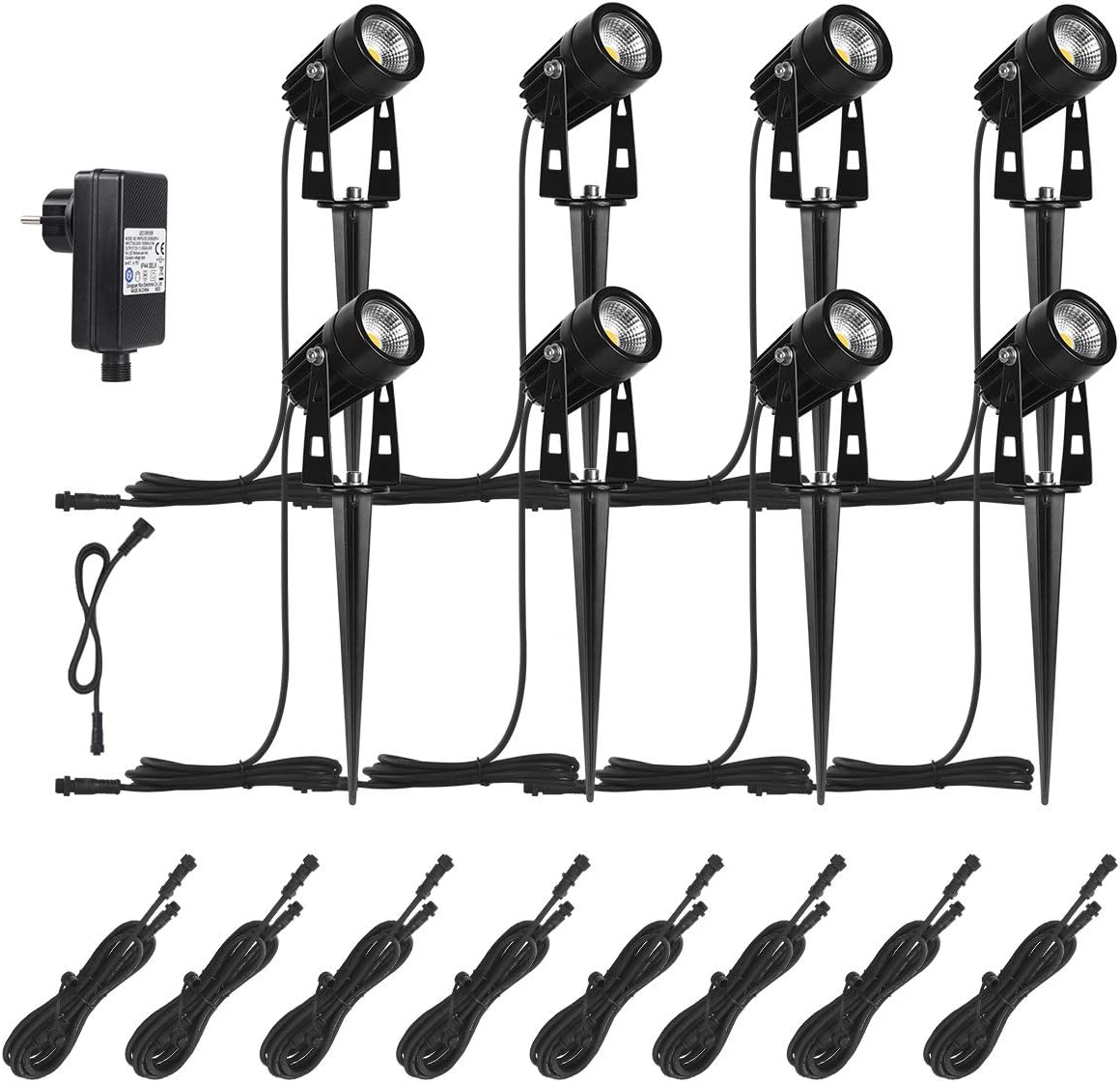AIMHEIM 12er-Set Gartenstrahler LED Warmweiß, 3W Gartenleuchte Garten Beleuchtung mit Stecker, Schwenkbar Außen-Strahler Aussenbeleuchtung Erdspieß IP65 Wasserdicht für Baum, Pflanzen, Teich