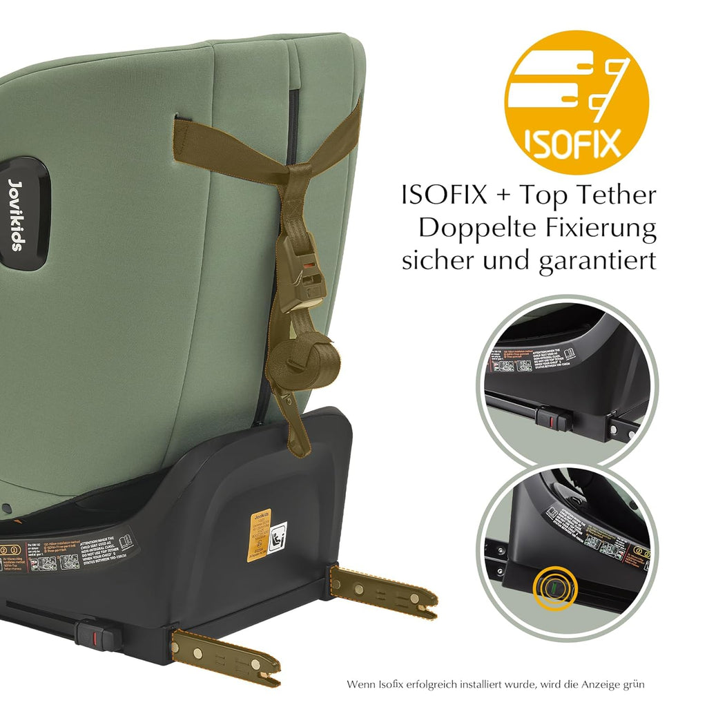 Jovikids 360° Drehbar Kindersitz mit ISOFIX und Ruheposition, i-Size(ECE R129) 40-150cm(0-36kg) Reboarder Baby Autositz, ab Geburt -12 Jahre (schwarz)