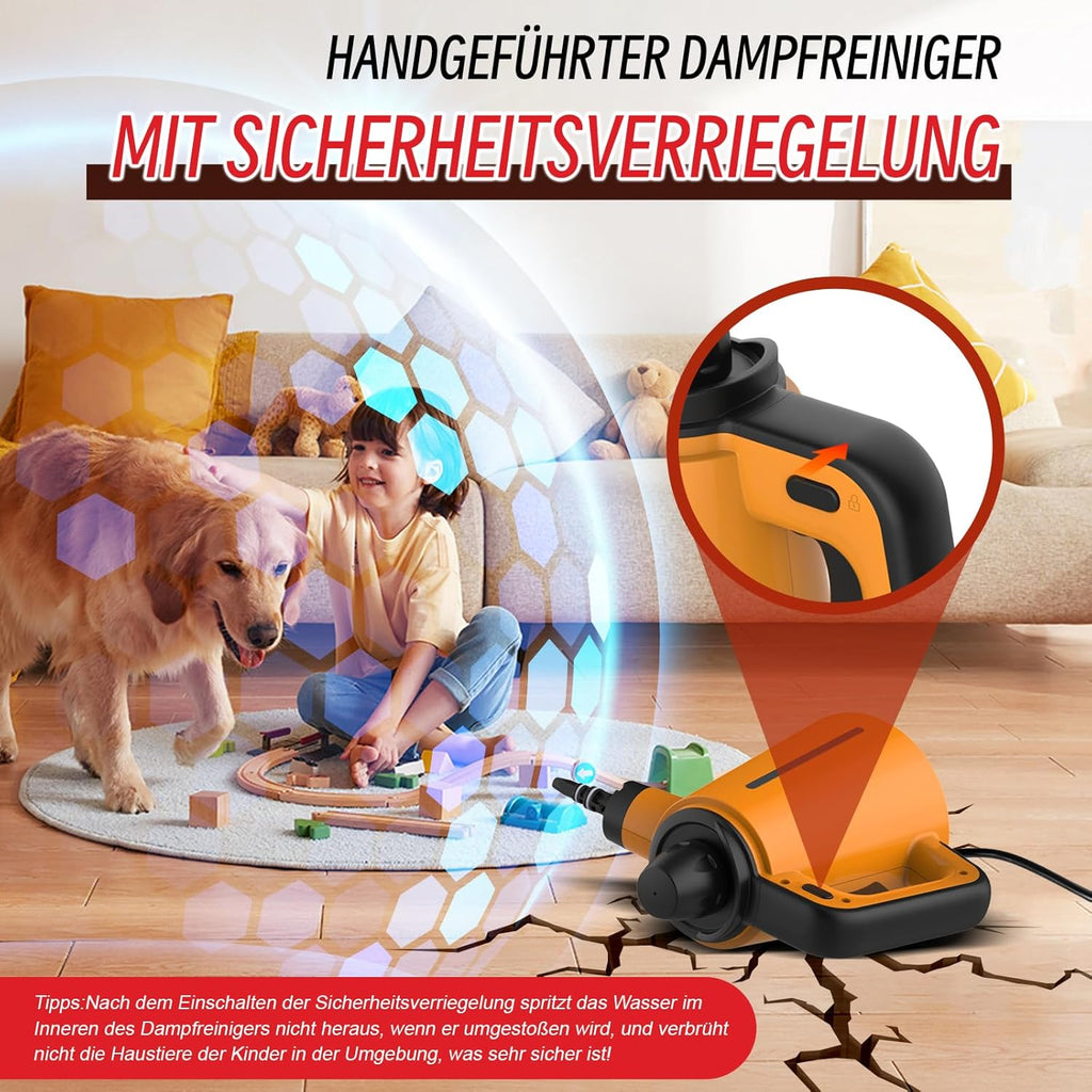 Pulitore a vapore con 10 accessori, 1050W Pulitore a vapore portatile per tutti i punti difficili da raggiungere come lavandini, WC, Pulitore a vapore multifunzionale per la casa e i pavimenti