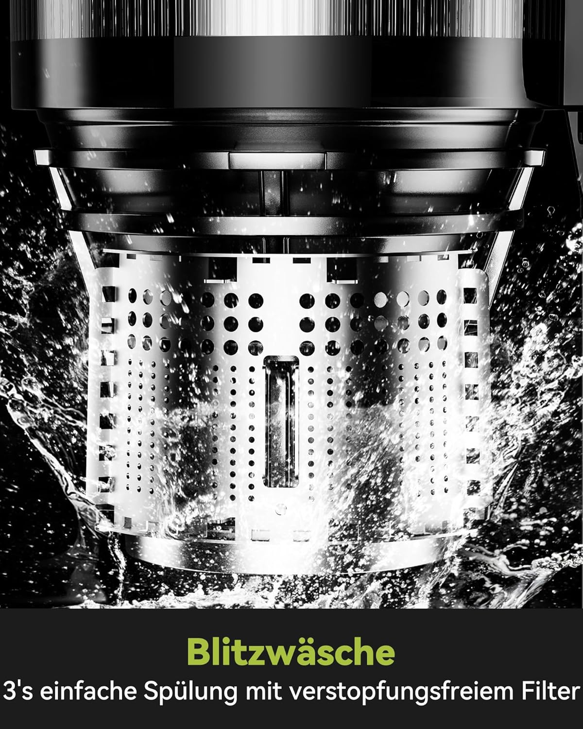 LINKChef Schnellreinigungs Entsafter, NO-Prep Entsafter Gemüse und Obst, Blitzreiniger Saftpresse Slow Juicer Testsieger mit Einfacher Installation, BPA Frei, 115mm, 1.2L, 200w Schwarz