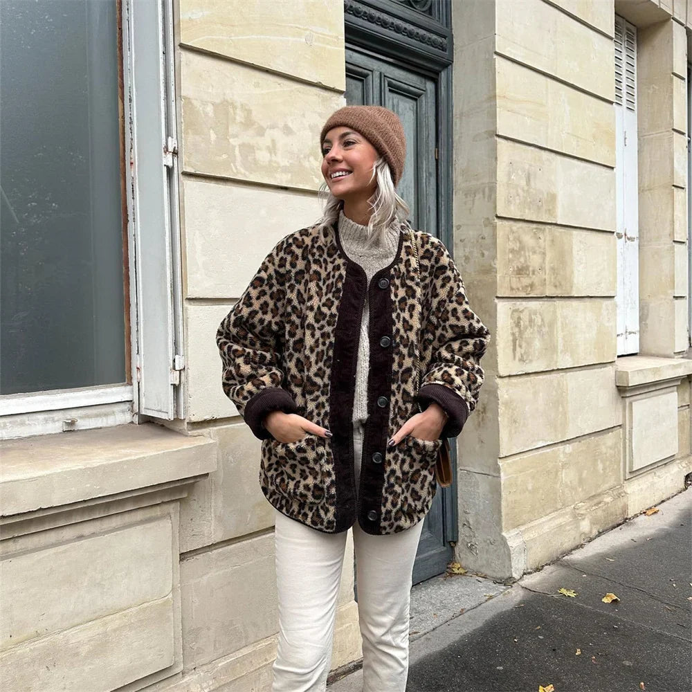 Giacca con stampa leopardata da donna