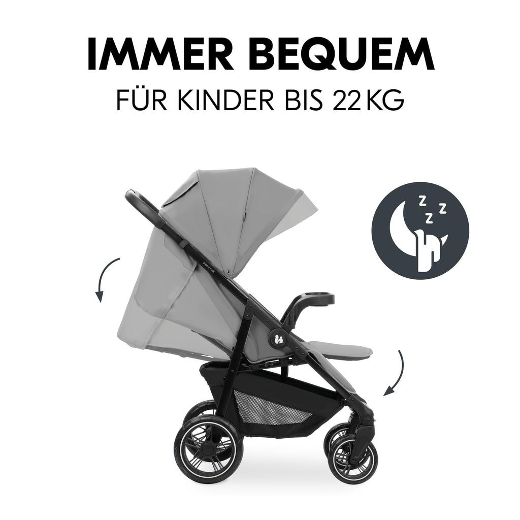 hauck Set Trio 3in1 Shop N Care con Passeggino, Navicella, Seggiolino Auto dalla nascita fino a 22 kg, Chiusura Compatta, Reclinabile, Portabicchieri & Vassoio, Protezione UV 50+ (Grey)