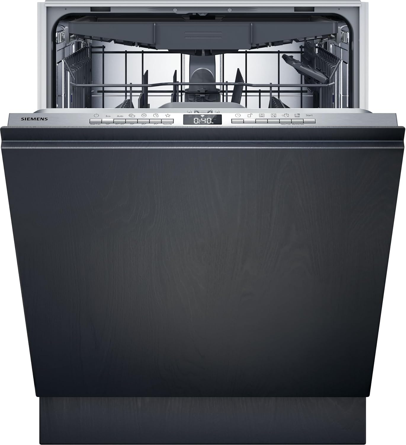 Siemens SN43ES14VE, lavastoviglie intelligente iQ300, lavastoviglie da incasso con cassetto portaposate, 60 cm, apertura automatica della porta grazie ad autoOpen dry, particolarmente silenziosa con motore iQdrive, aquaStop, acciaio inossidabile